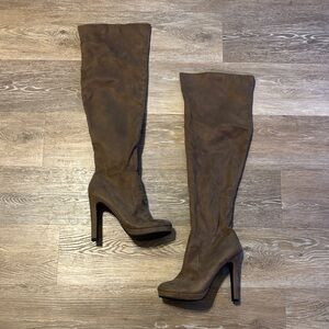Brown Suede Over-the-Knee Boots